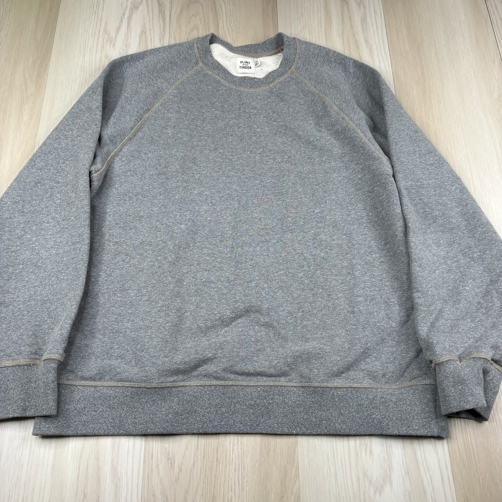Flint And Tinder Midweight Terry Crewneck Sweatshirt  Grey Cotton Men's XXL